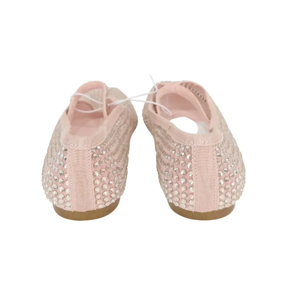 J.Crew Crewcuts Girls Crystal Embellished Ballet Flats in Mesh Pink K3 NWT